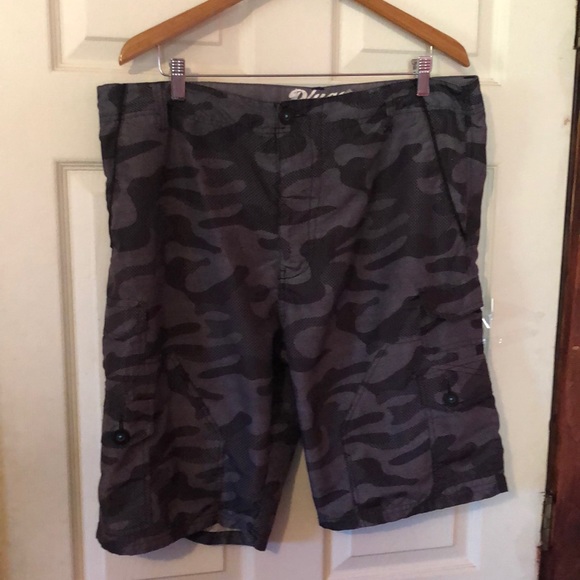 Plugg Gray Camouflage Print Board Shorts Mens 36 Beach Swimming Pool Summer - Picture 1 of 16